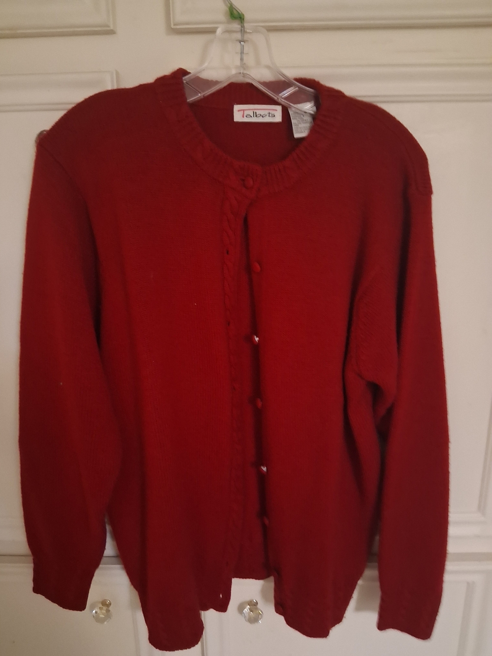 Talbots Red Button-Front Cardigan Sweater
